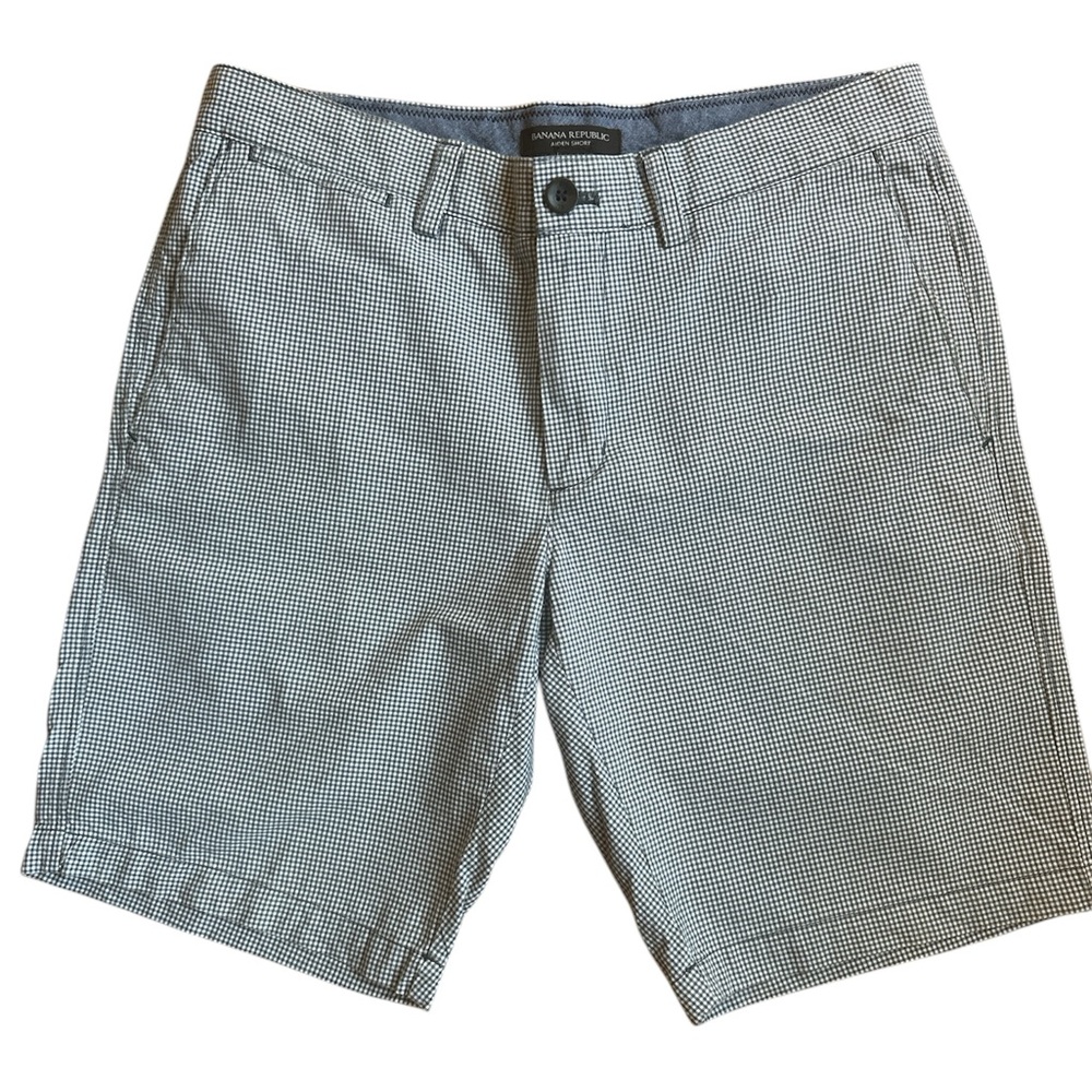 Banana Republic Aiden Shorts Men’s 30 Blue White Gingham Check Preppy Cotton